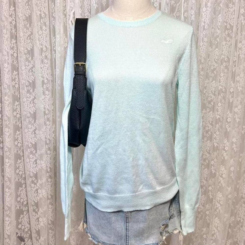 Y2K Hollister Sweater Womens Small Turquoise Lightweight Pullover Preppy 00s